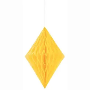 14" Paper Diamond Sunflower Decoration - Yellow