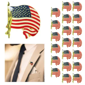 20 United States Lapel Cufflink Gold American Flag USA Pin Tie Tack Badge Brooch