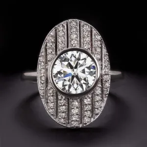 2.42ct LAB CREATED DIAMOND COCKTAIL RING CERT G VS1 IDEAL ROUND CUT VINTAGE OVAL
