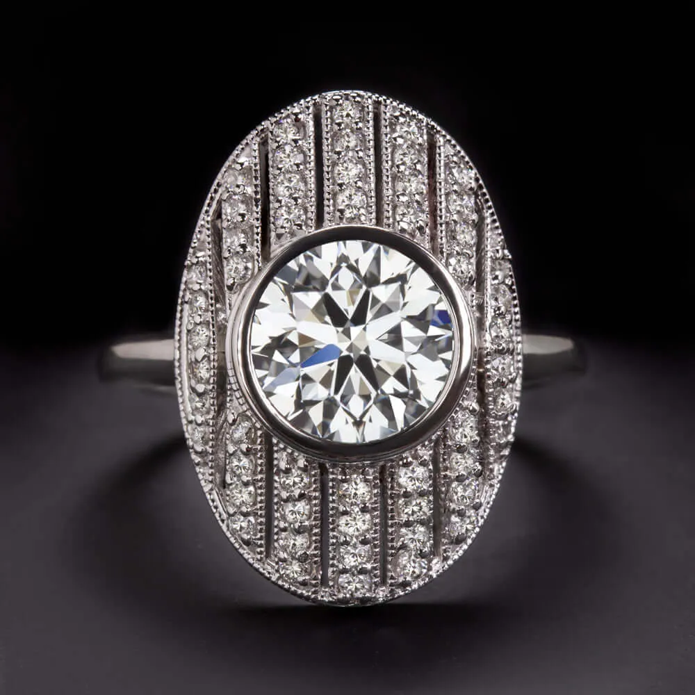 2.42ct LAB CREATED DIAMOND COCKTAIL RING CERT G VS1 IDEAL ROUND CUT VINTAGE OVAL
