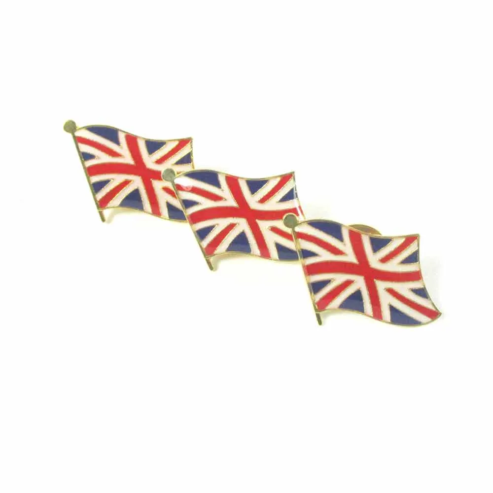 3 Pc UK British Flag Lapel Pin Great Britain England Pinback Hat National Badge