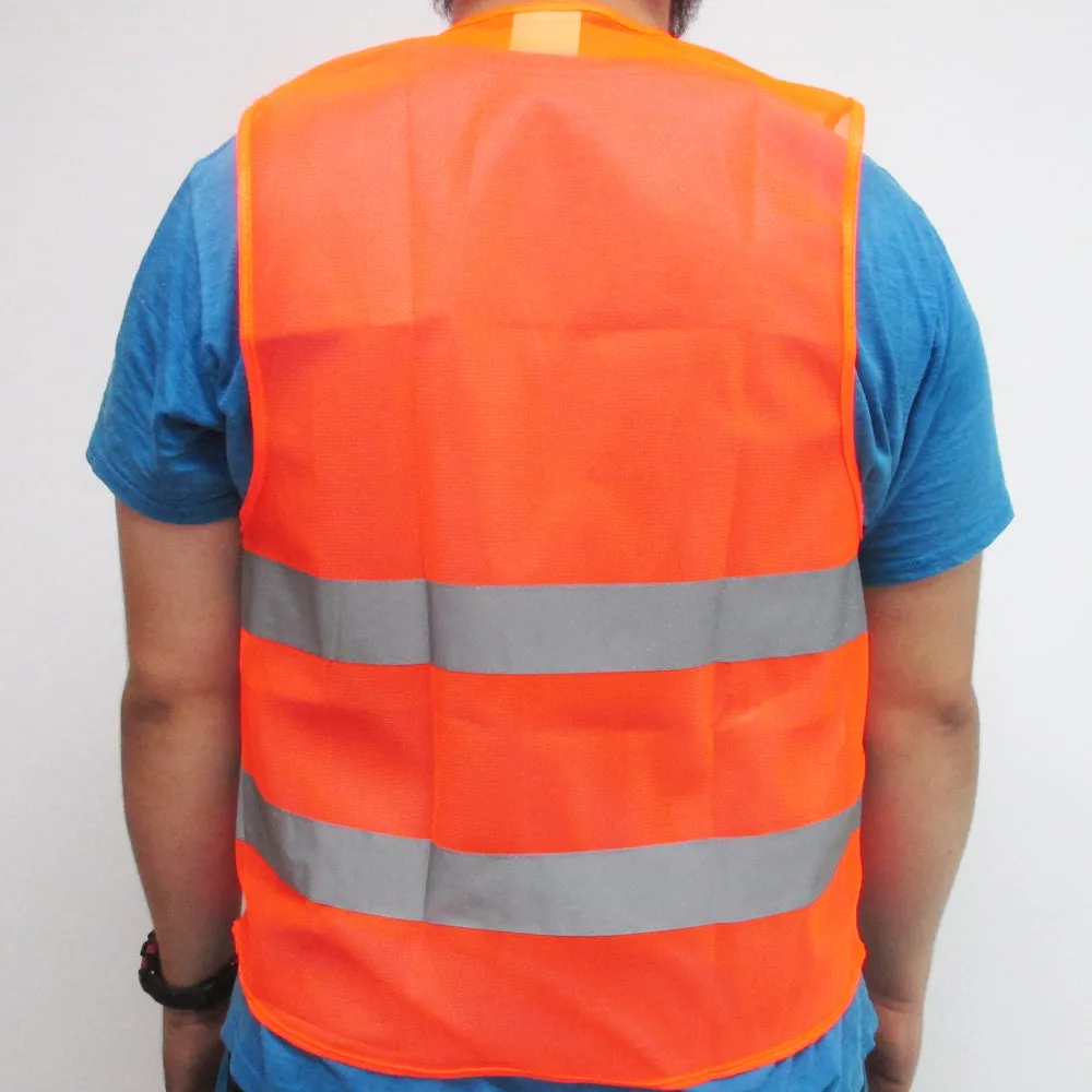 4 Pc Neon Security Safety Vest High Visibility Reflective Stripes Orange Yellow