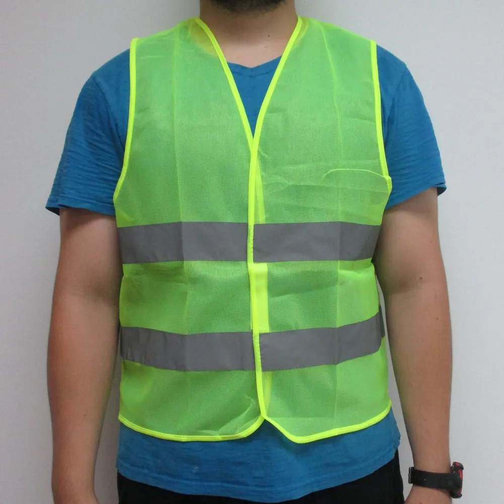 4 Pc Neon Security Safety Vest High Visibility Reflective Stripes Orange Yellow
