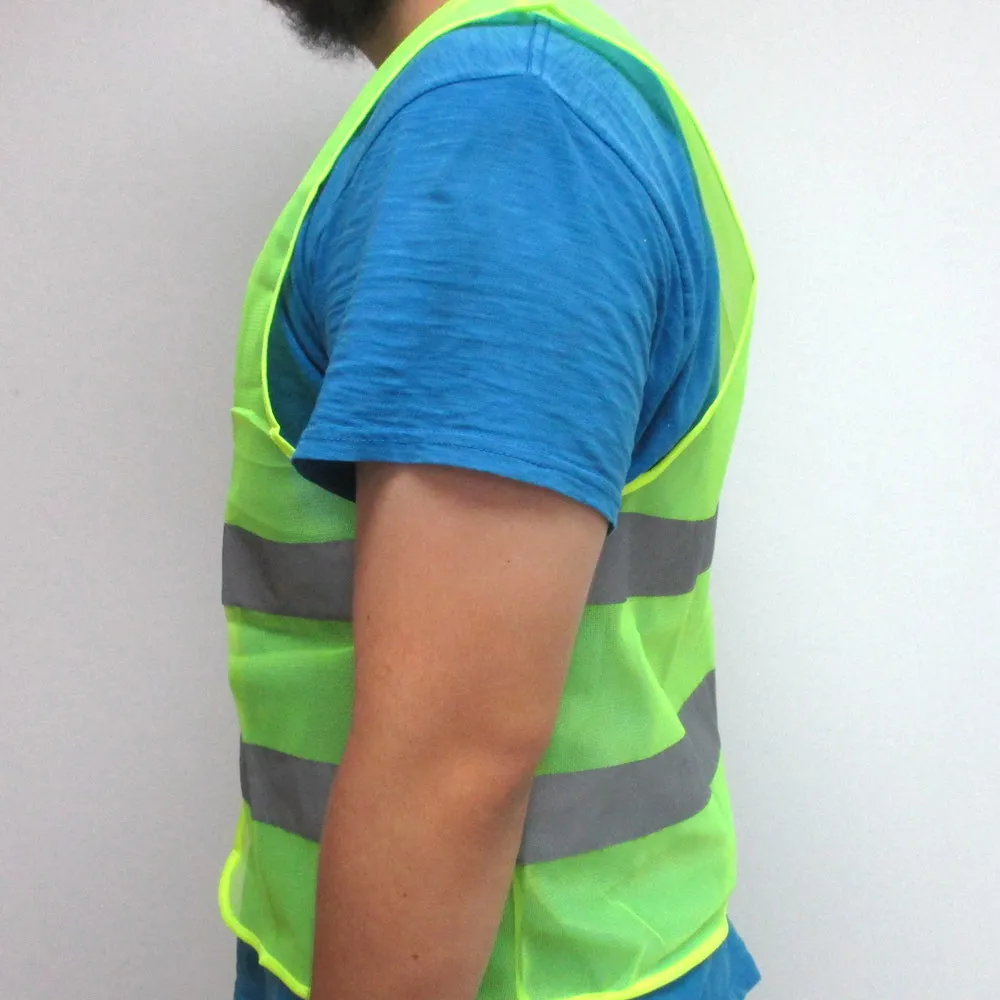 4 Pc Neon Security Safety Vest High Visibility Reflective Stripes Orange Yellow