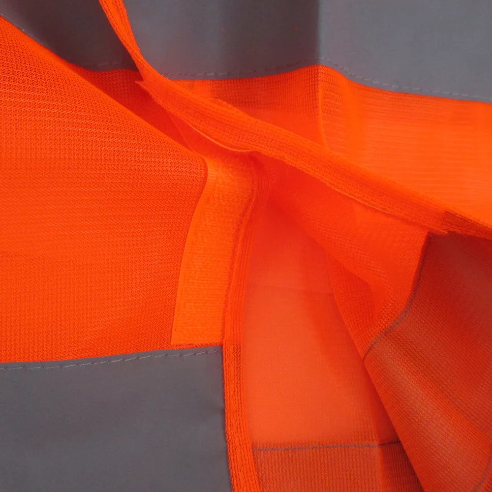 4 Pc Neon Security Safety Vest High Visibility Reflective Stripes Orange Yellow