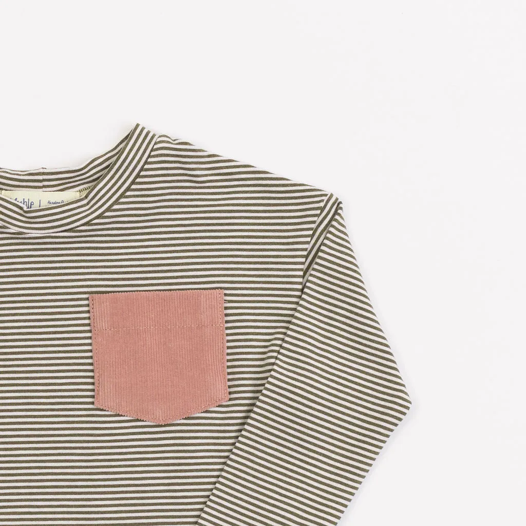 Bamboo Modern Tee in Olive Stripe
