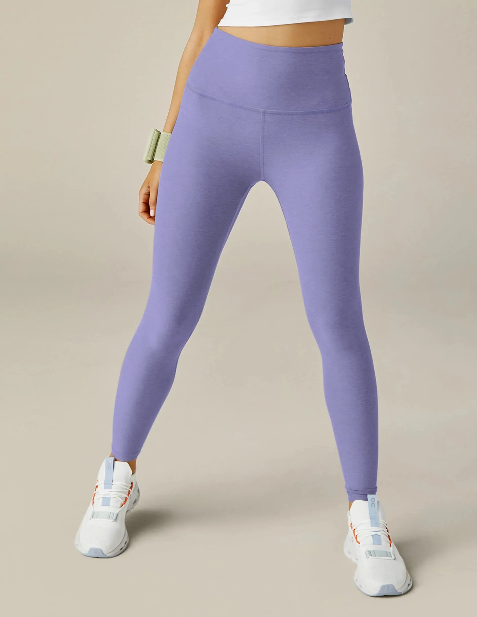 BEYOND YOGA SPACEDYE CAUGHT IN THE MIDI HIGH WAISTED LEGGING PERIWINKLE CLOUD HEATHER