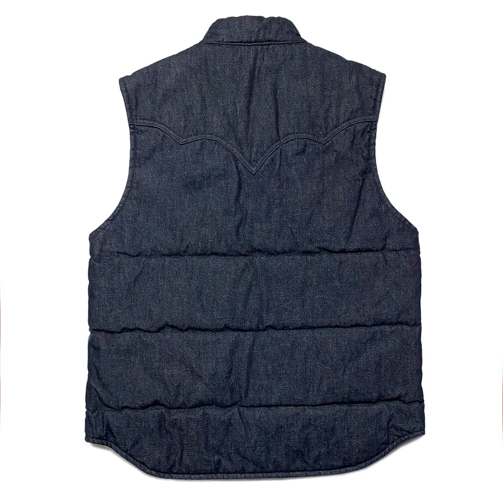 BZEN M.3009 CARLOS-I REGULAR FIT 4 POCKET WESTERN INSPIRED DENIM QUILTED VEST-11.5OZ-E0 INDIGO