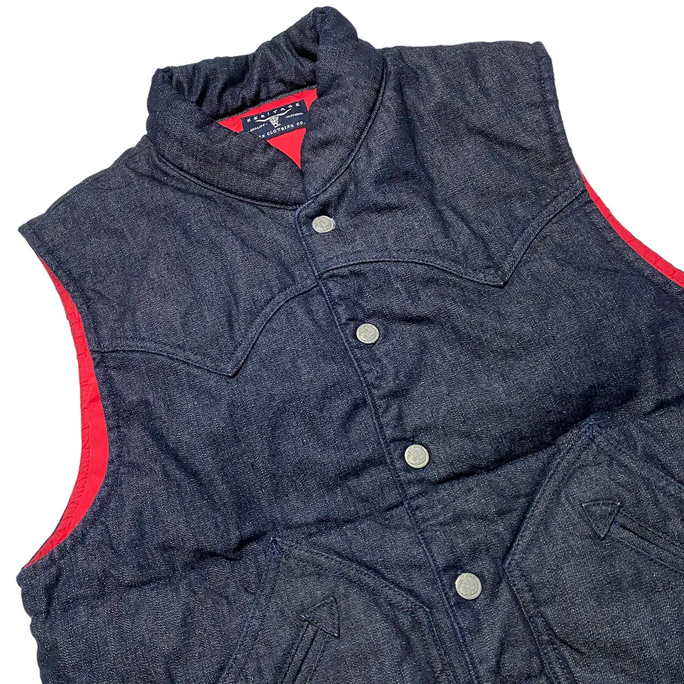 BZEN M.3009 CARLOS-I REGULAR FIT 4 POCKET WESTERN INSPIRED DENIM QUILTED VEST-11.5OZ-E0 INDIGO