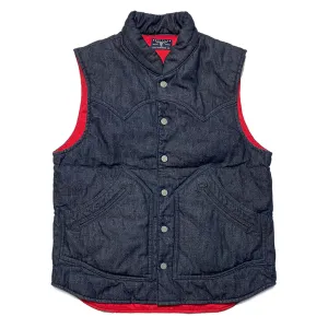 BZEN M.3009 CARLOS-I REGULAR FIT 4 POCKET WESTERN INSPIRED DENIM QUILTED VEST-11.5OZ-E0 INDIGO