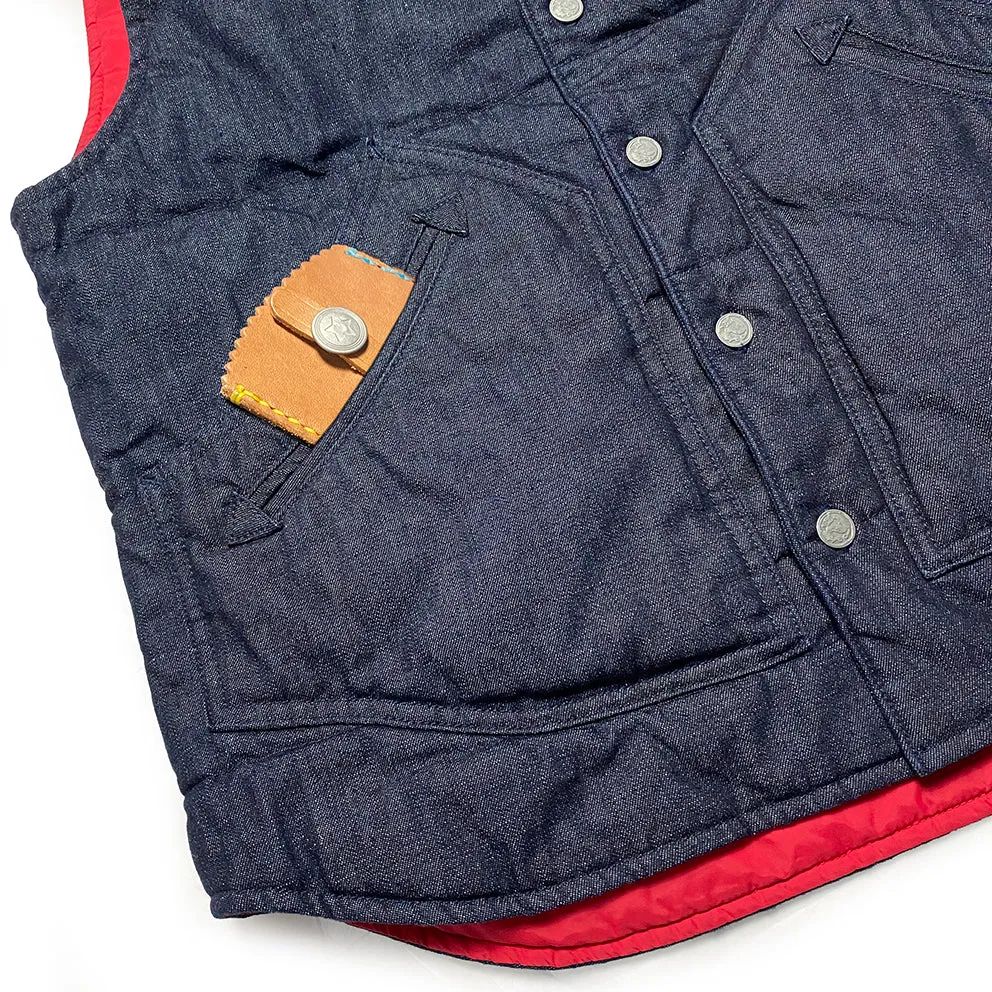 BZEN M.3009 CARLOS-I REGULAR FIT 4 POCKET WESTERN INSPIRED DENIM QUILTED VEST-11.5OZ-E0 INDIGO