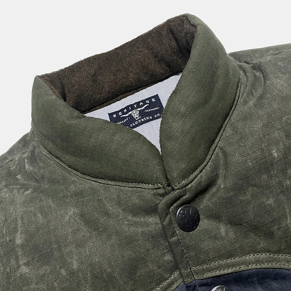 BZEN M.3009 CARLOS-WXN REGULAR FIT 4 POCKET WAXED RIP STOP QUILTED VEST-6OZ-WAX NAVY CAUTION:DO NOT WASH