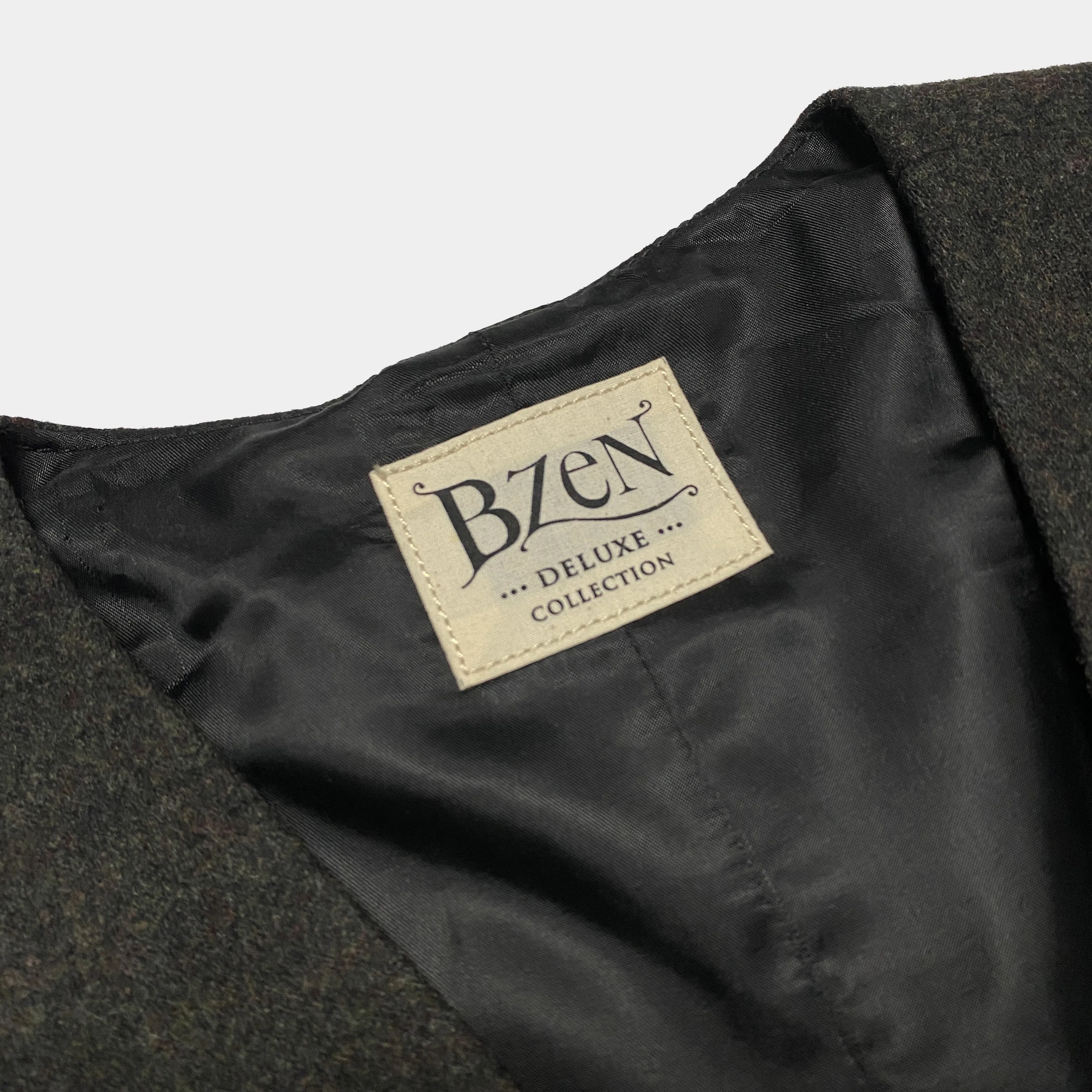 BZEN M.3348 DUBLIN REGULAR FIT WOOL BLEND 6 BUTTON 2 POCKET VEST-BROWN GREEN