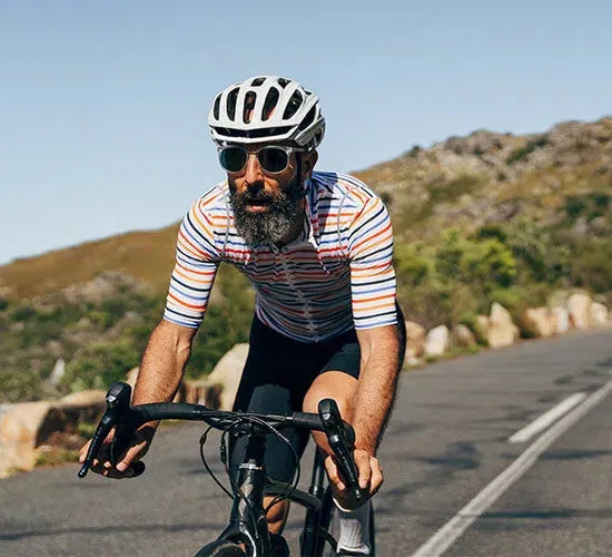 CAFE DU CYCLISTE Mona Jersey - Parasol Orange Blue