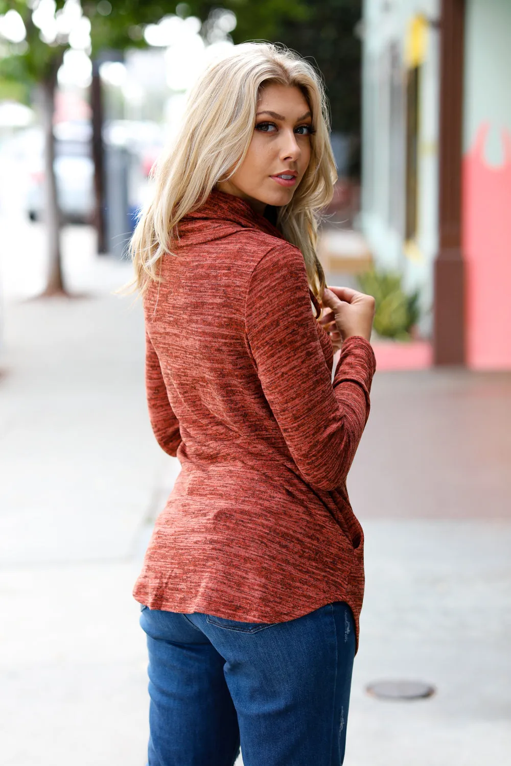 Cowl Neck Pocketed Top