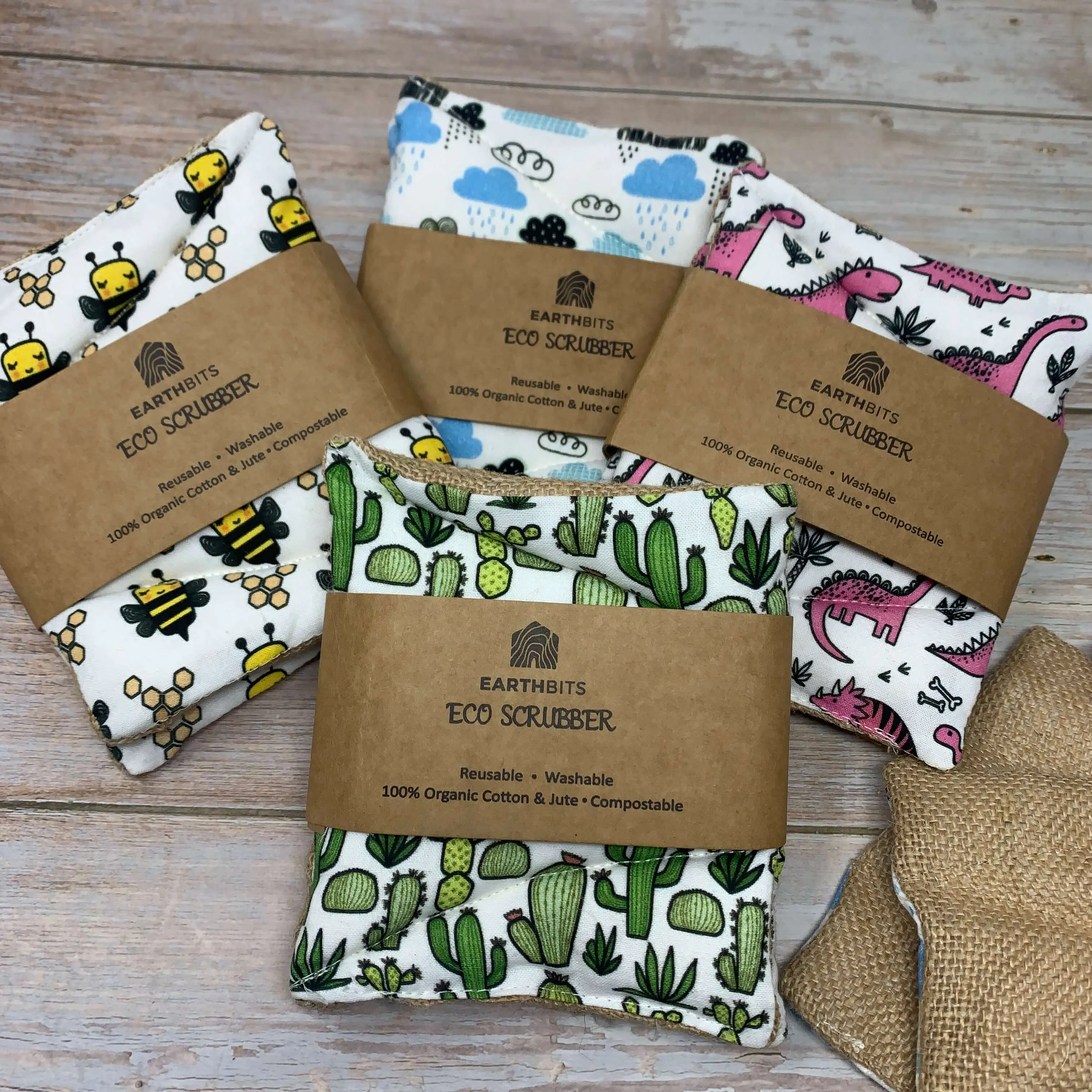 EarthBits- Reusable Dish Sponges/Scrubbers- Bee Design