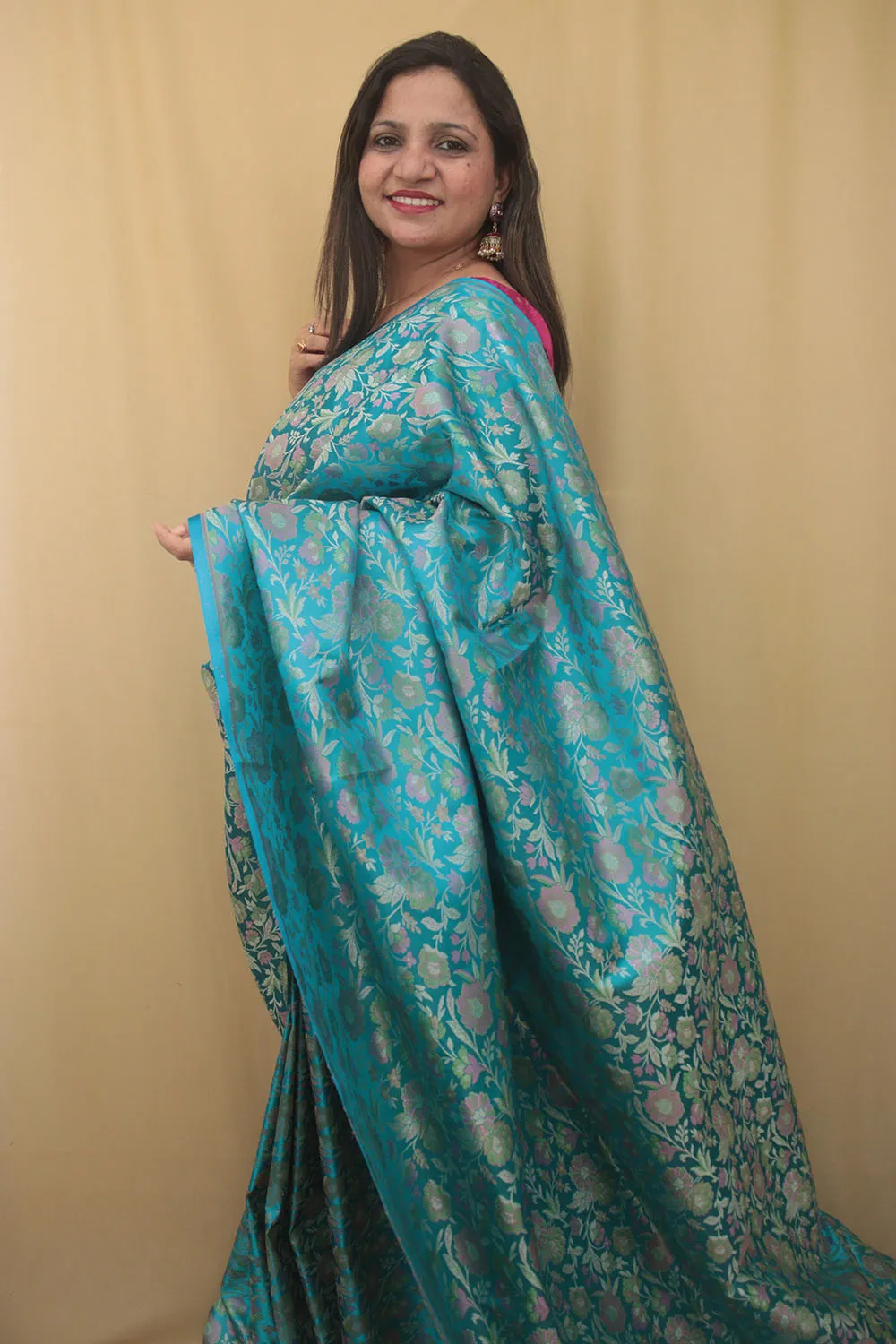 Elegant Blue Banarasi Silk Tanchui Jamawar Saree