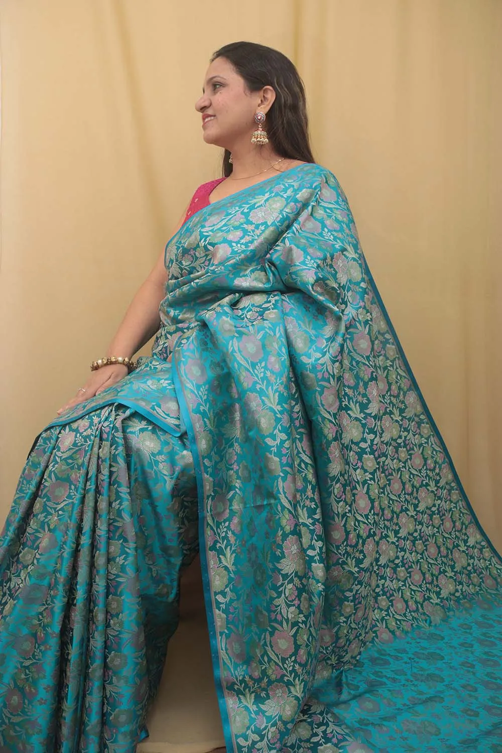 Elegant Blue Banarasi Silk Tanchui Jamawar Saree