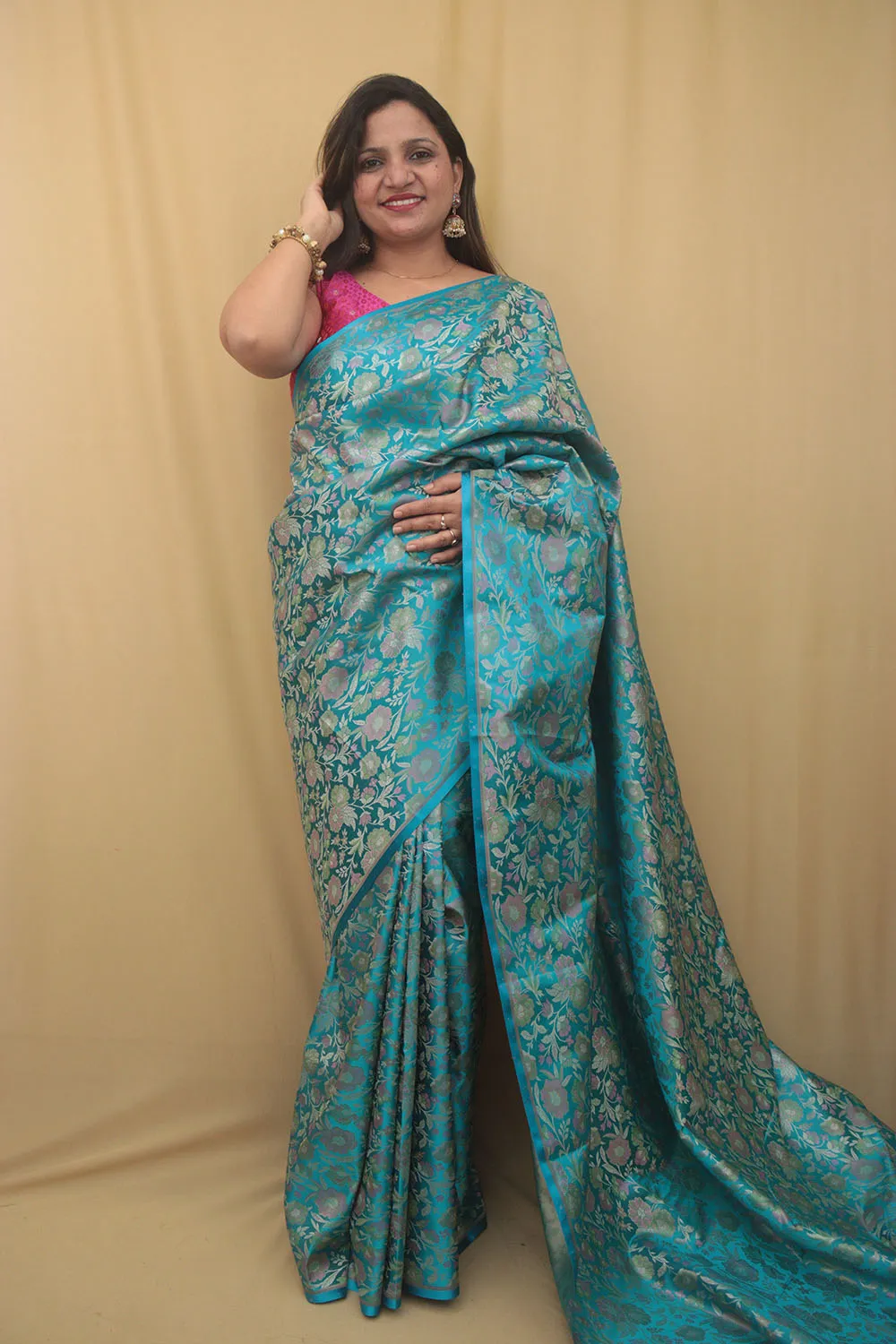 Elegant Blue Banarasi Silk Tanchui Jamawar Saree