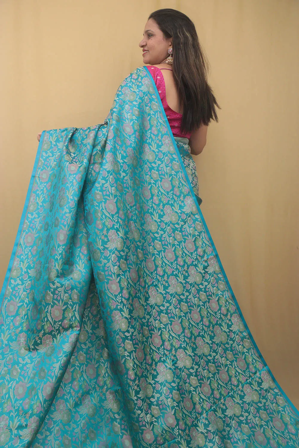 Elegant Blue Banarasi Silk Tanchui Jamawar Saree