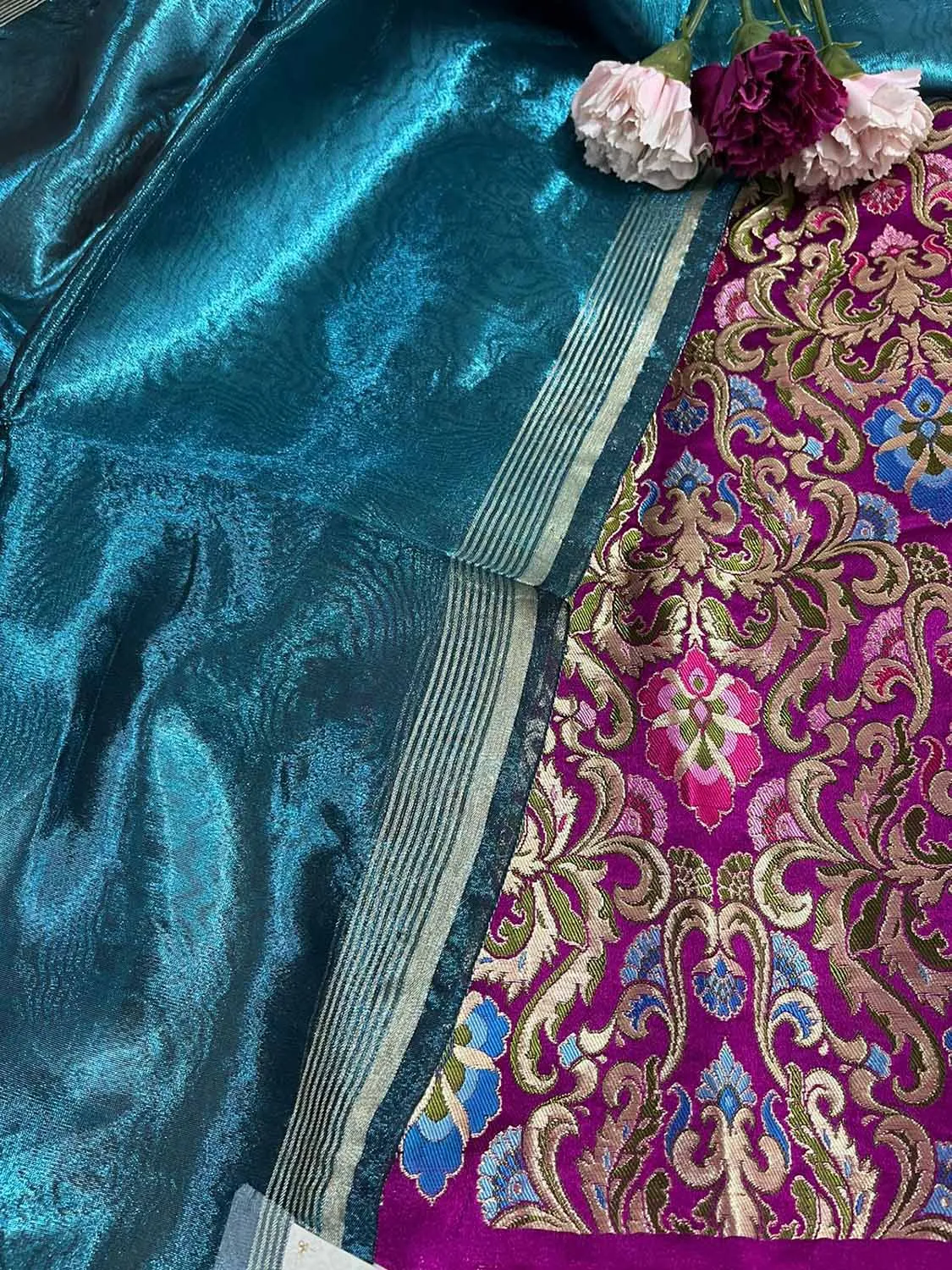 Elegant Purple Banarasi Kimkhwab Silk Meenakari Suit With Banarasi Plain Tissue Dupatta