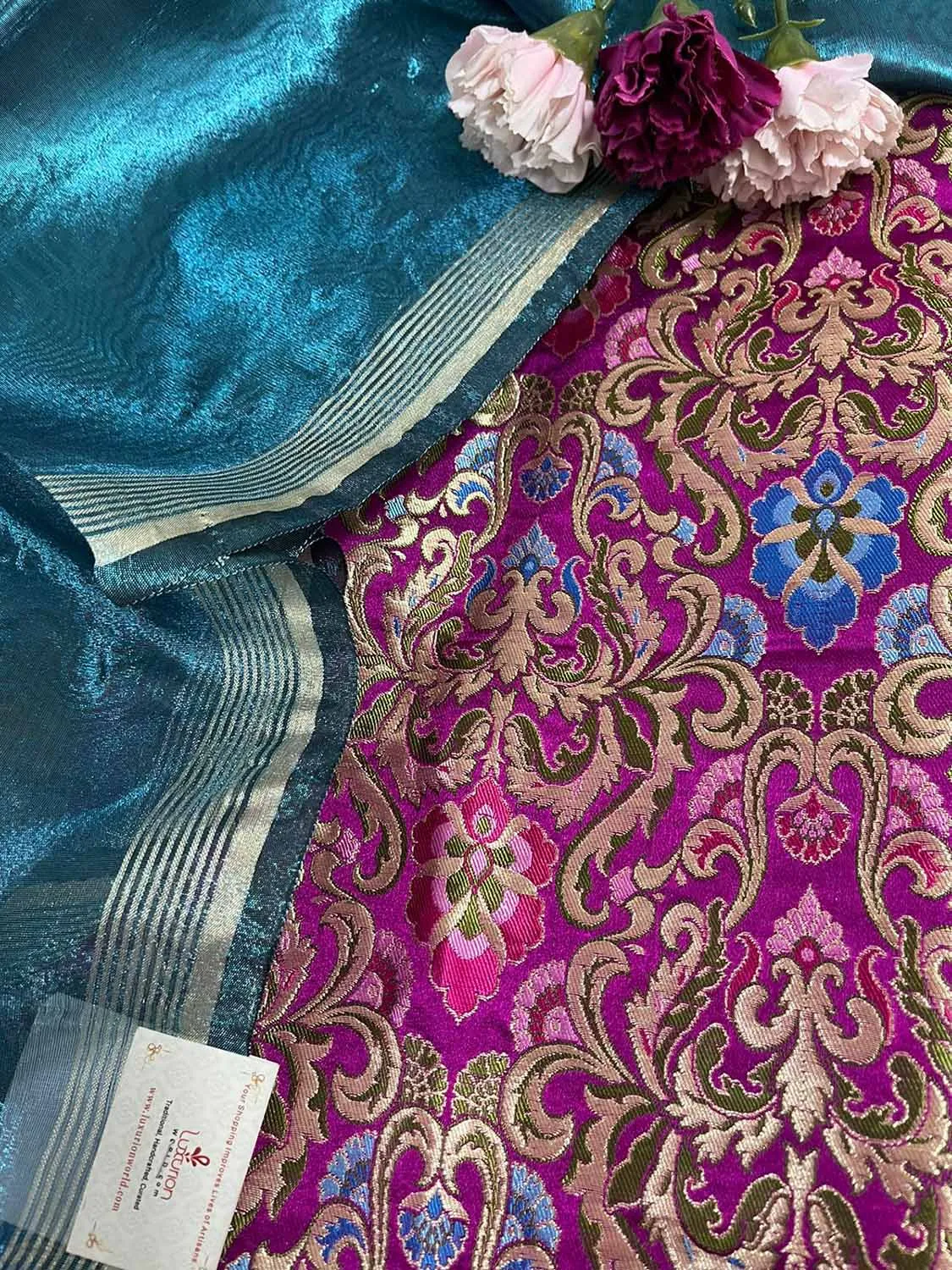 Elegant Purple Banarasi Kimkhwab Silk Meenakari Suit With Banarasi Plain Tissue Dupatta