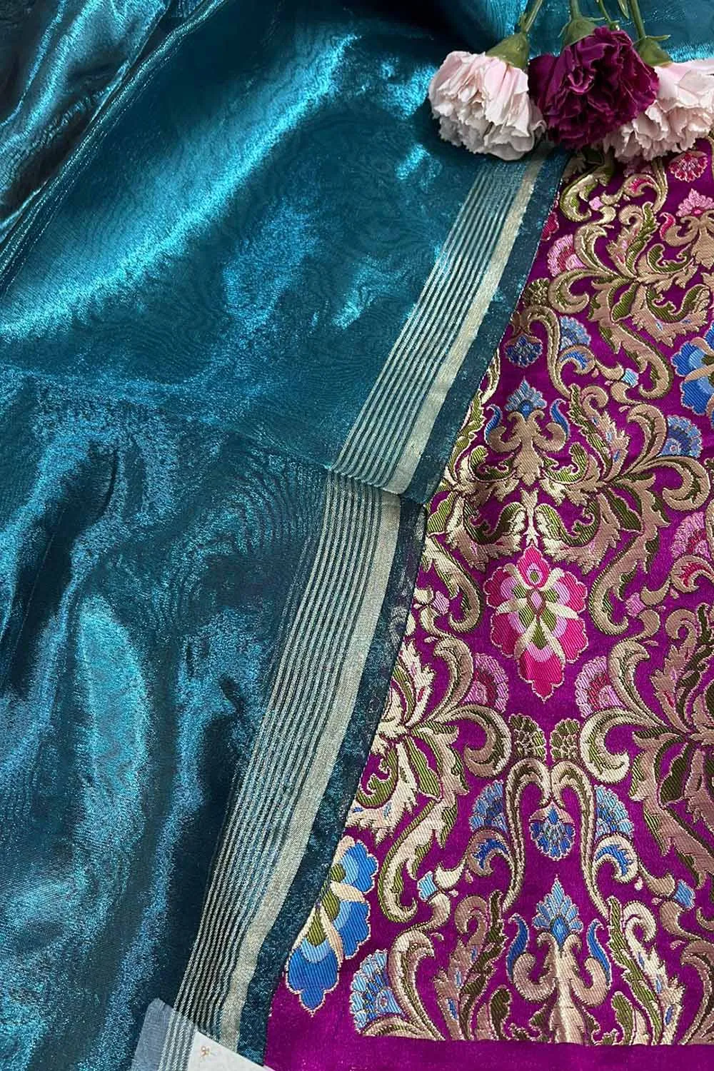 Elegant Purple Banarasi Kimkhwab Silk Meenakari Suit With Banarasi Plain Tissue Dupatta