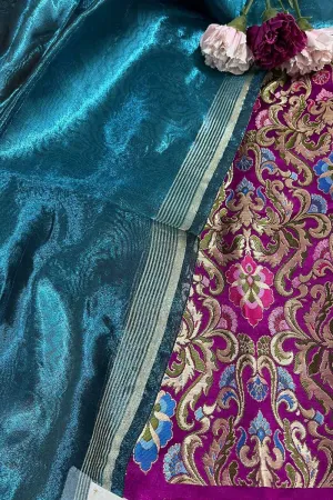 Elegant Purple Banarasi Kimkhwab Silk Meenakari Suit With Banarasi Plain Tissue Dupatta