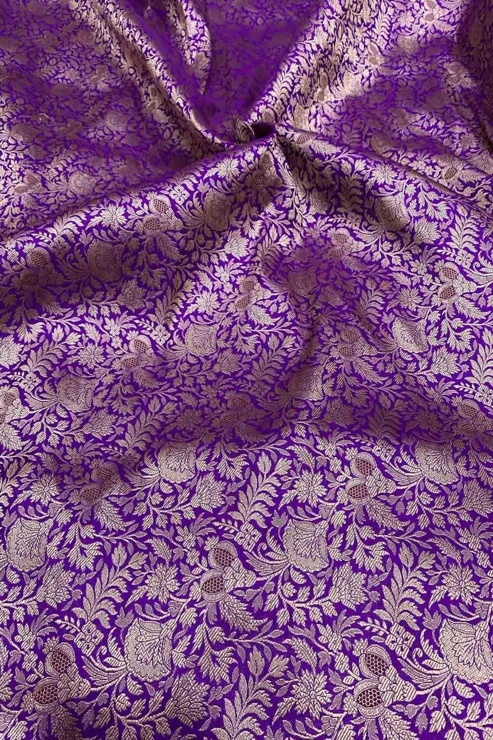 Exquisite Purple Banarasi Meenakari Silk Brocade Fabric  ( 5 Mtr )