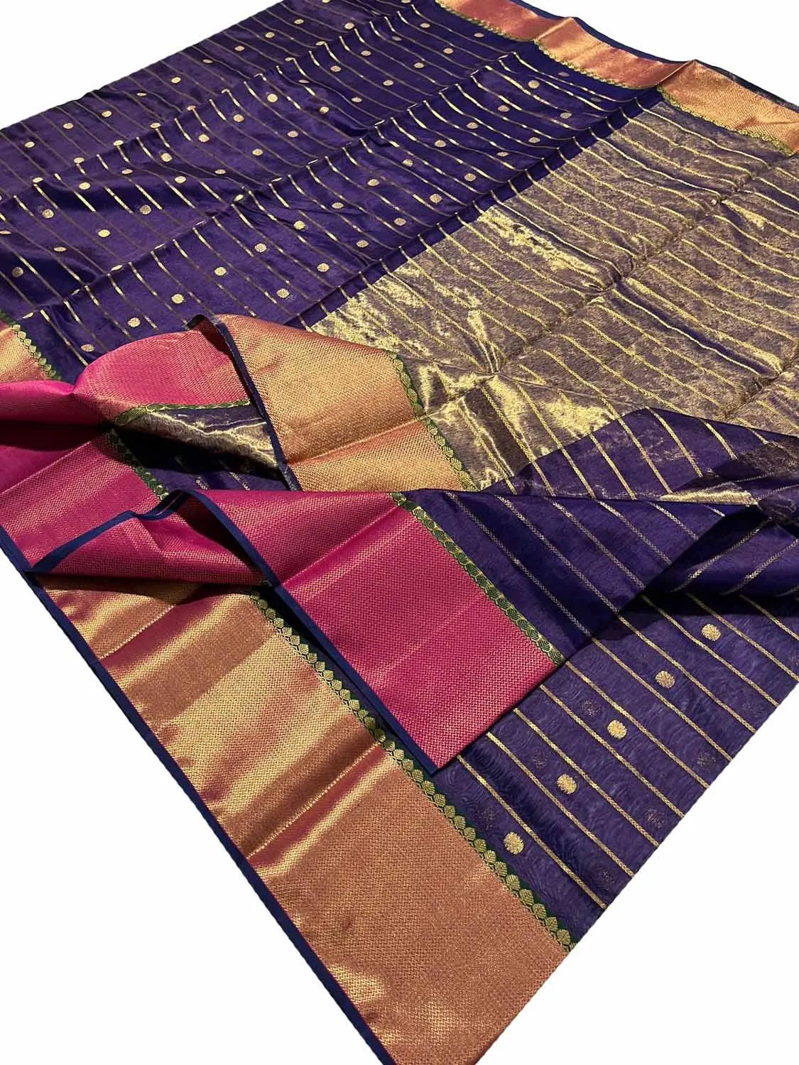 Exquisite Purple Chanderi Handloom Katan Silk Saree