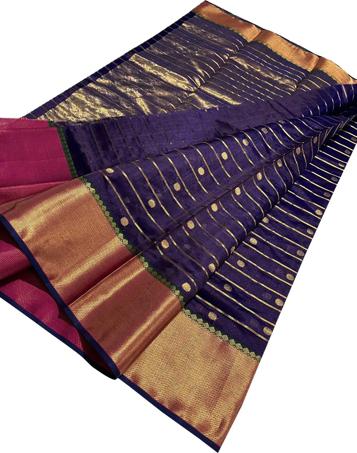 Exquisite Purple Chanderi Handloom Katan Silk Saree