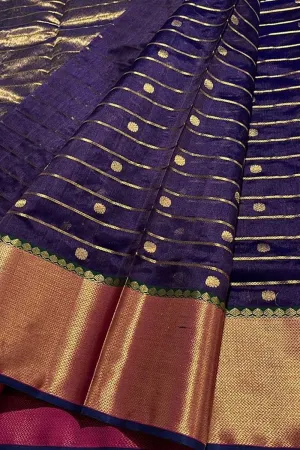 Exquisite Purple Chanderi Handloom Katan Silk Saree