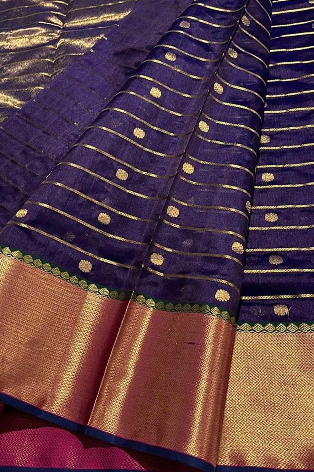 Exquisite Purple Chanderi Handloom Katan Silk Saree