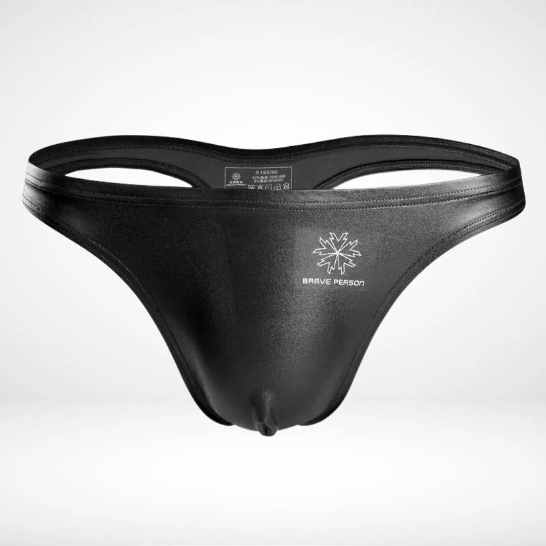 Faux Leather Swim Thong