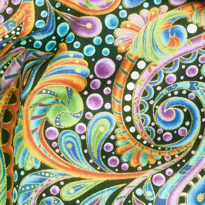 Hooked On Fish - Bubble Paisley Multi Metallic Yardage