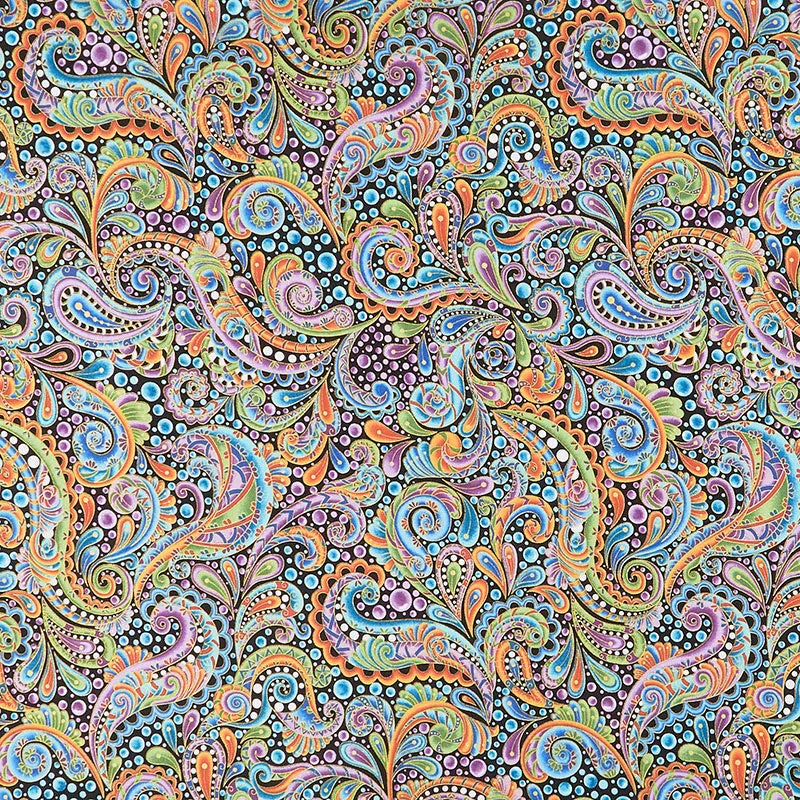 Hooked On Fish - Bubble Paisley Multi Metallic Yardage