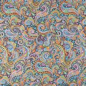 Hooked On Fish - Bubble Paisley Multi Metallic Yardage