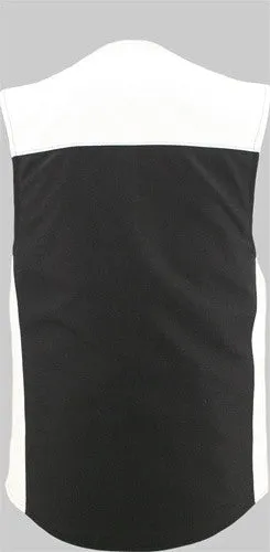 Made in USA Leather & Cordura Zippered Motorcycle Vest White & Black