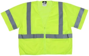 MCR Safety Class 3, Hi-Viz Lime, Zipper Vest M