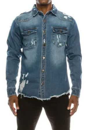 Men's Ripped Denim Shirt