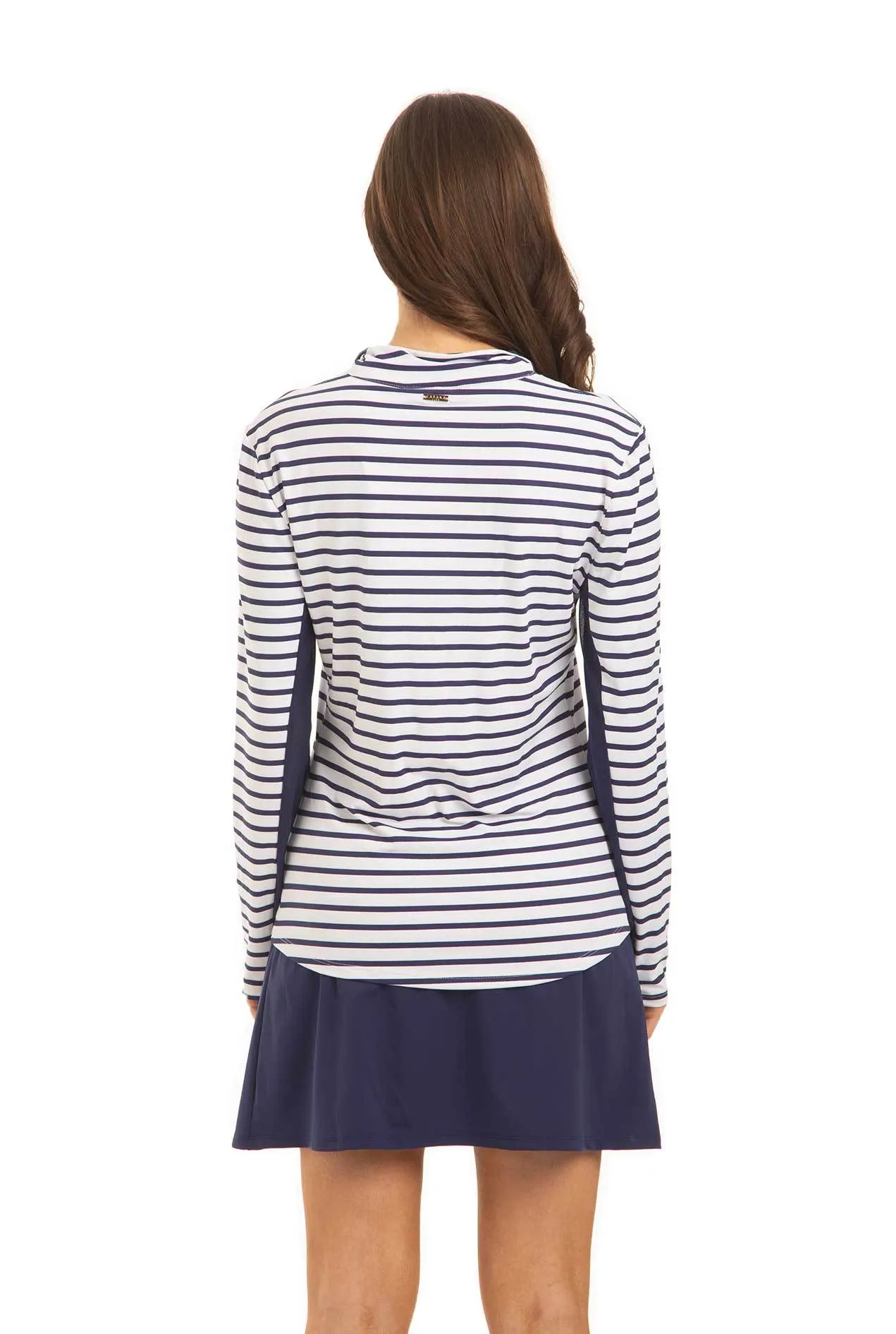 Navy Stripe 1/4 Zip Sport Top