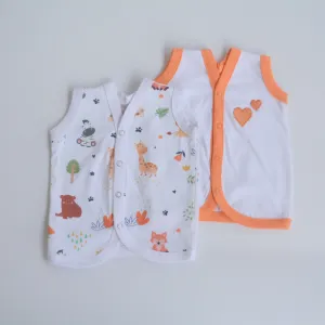 Orange Hearts - Doodle Baby Vests (Set of 2)