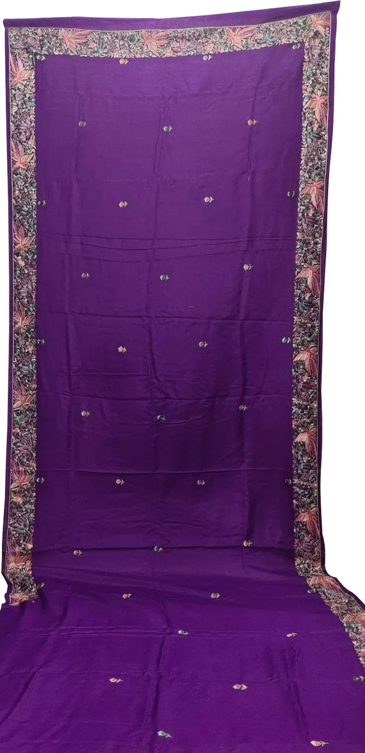Parsi Gara Tussar Silk Saree: Purple Hand Embroidery at Its Finest