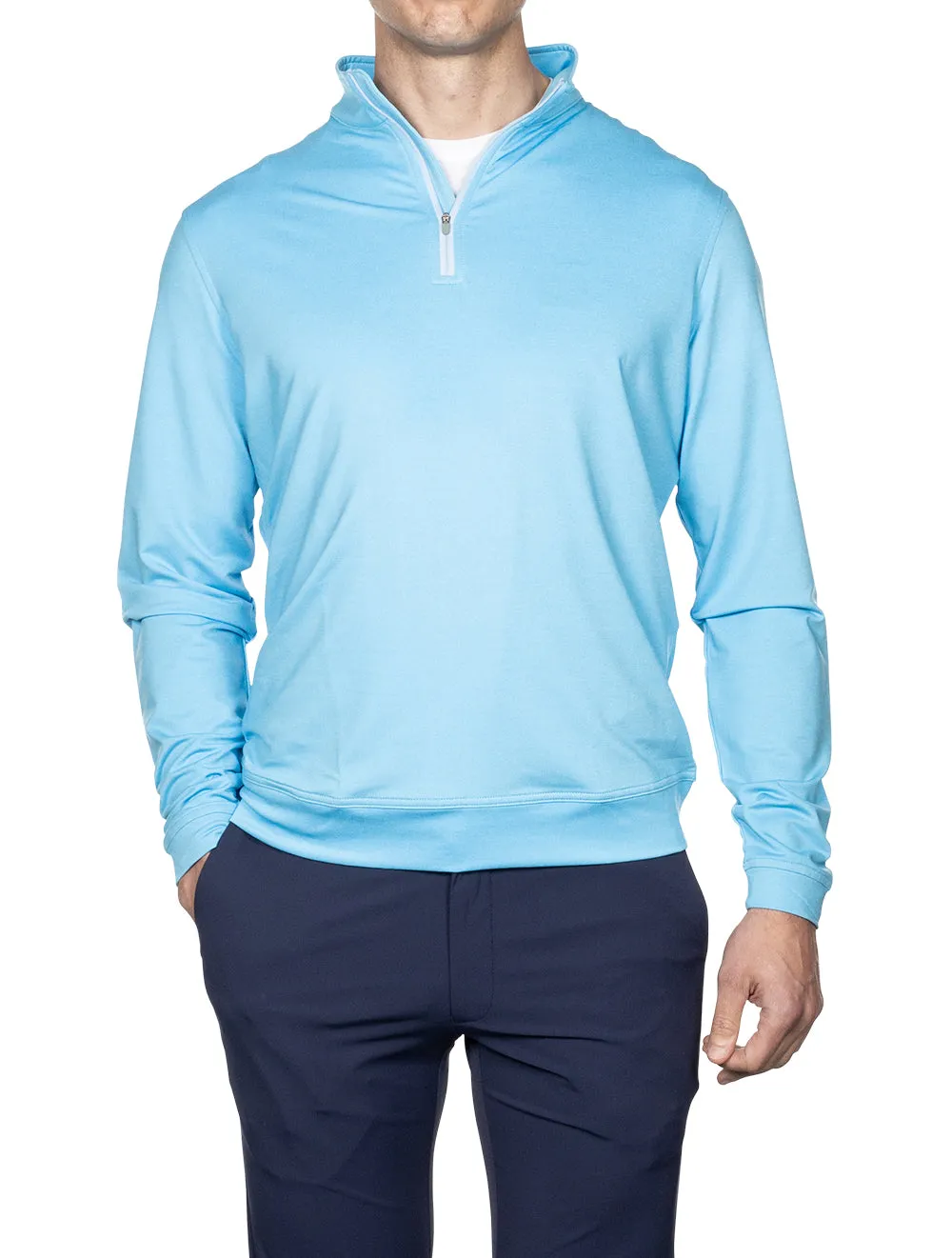 Perth Performance Melange Quarter Zip Beta Blue