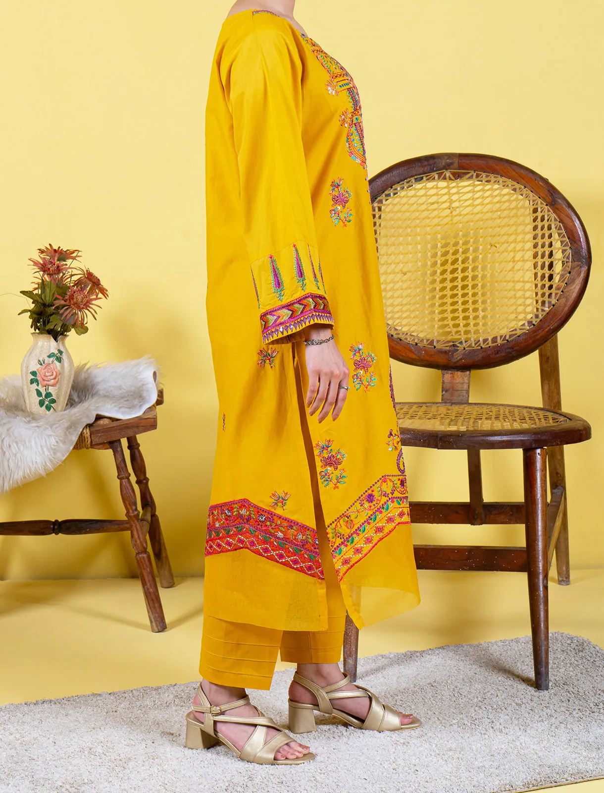 "JOHANA" Stitched Embroidered Two Piece Suit