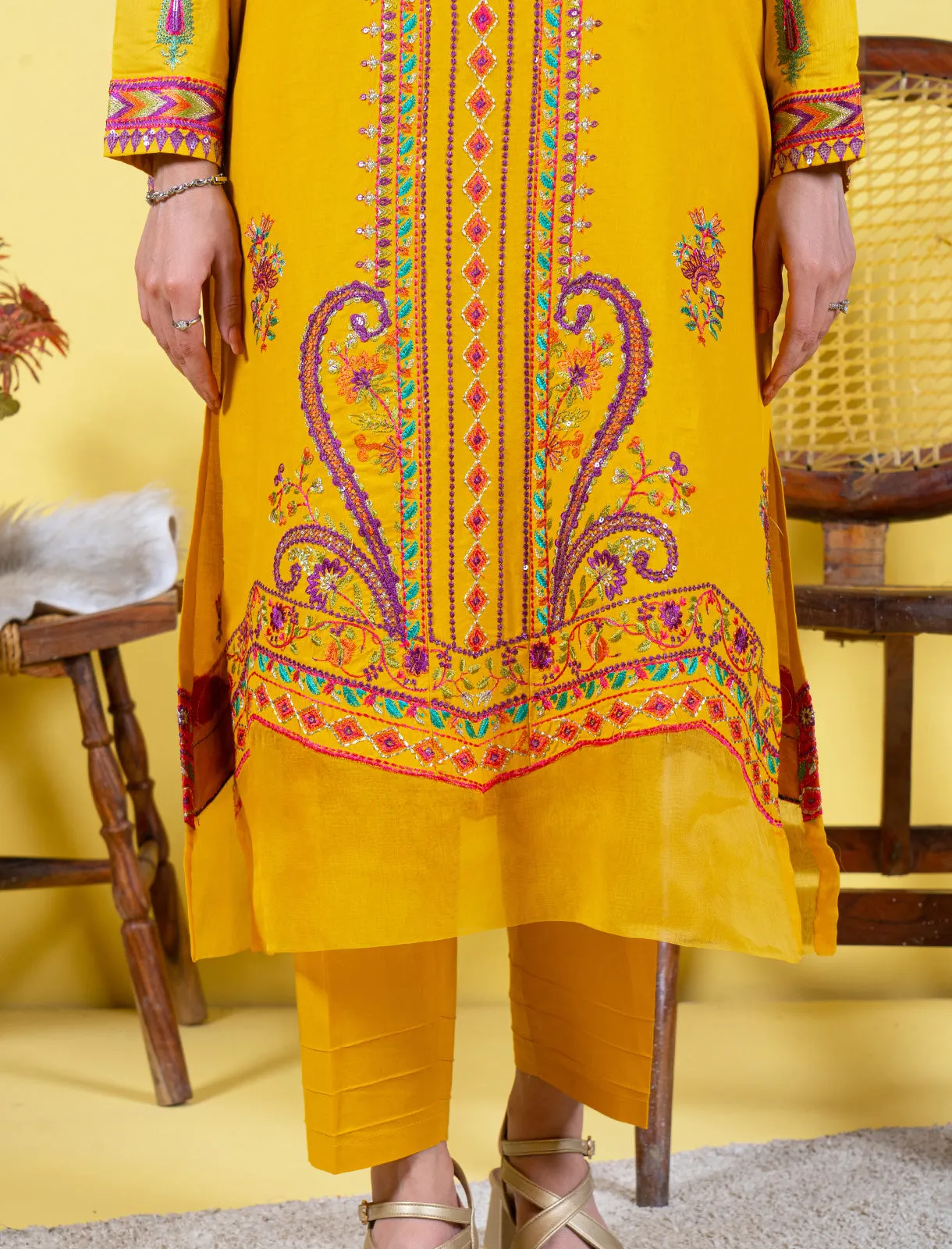 "JOHANA" Stitched Embroidered Two Piece Suit