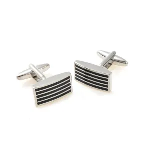 Rectangle Linear Steel Cufflinks Silver