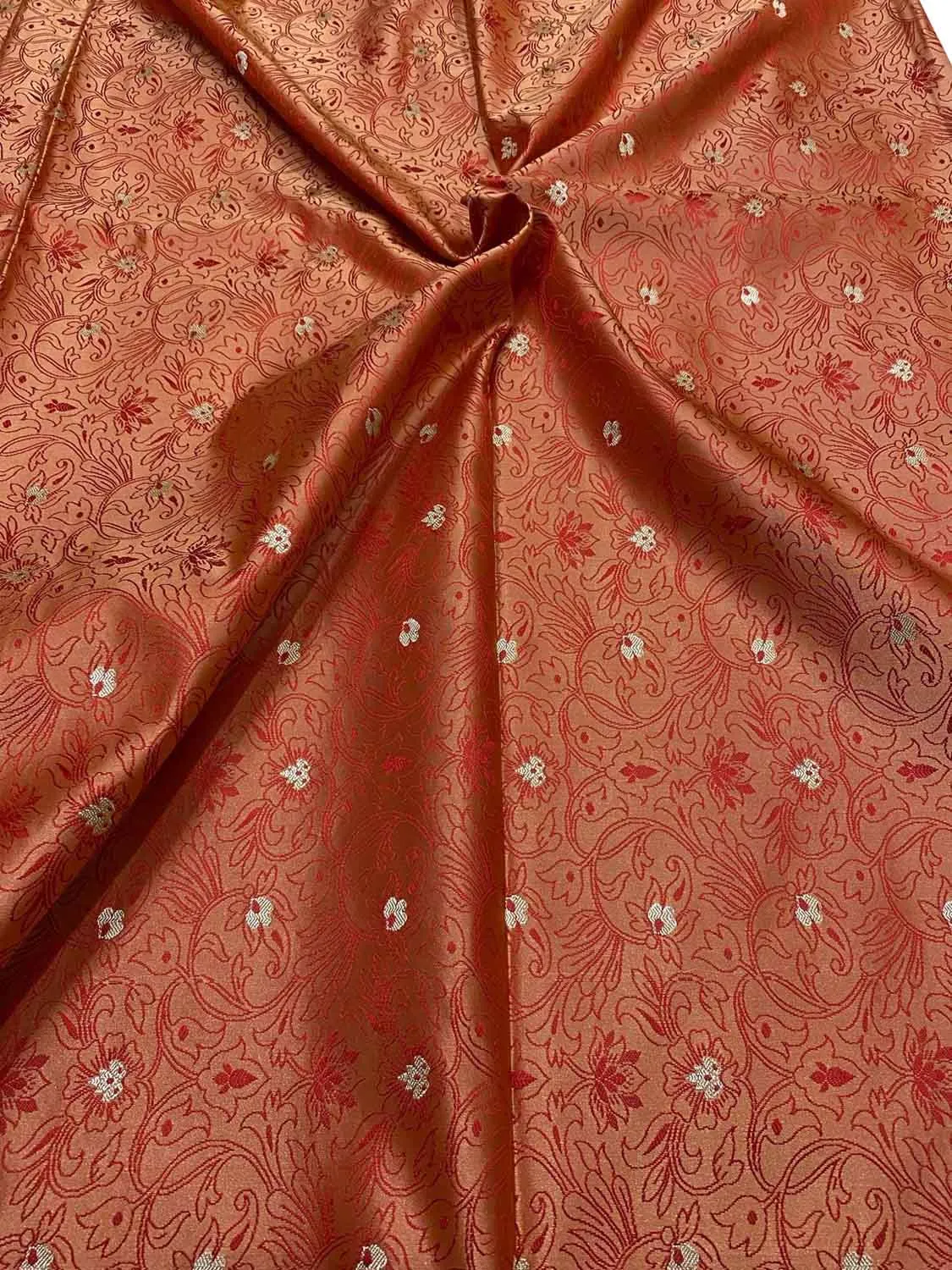 Red Banarasi Tanchui Silk Fabric - Luxurious Elegance ( 1 Mtr )