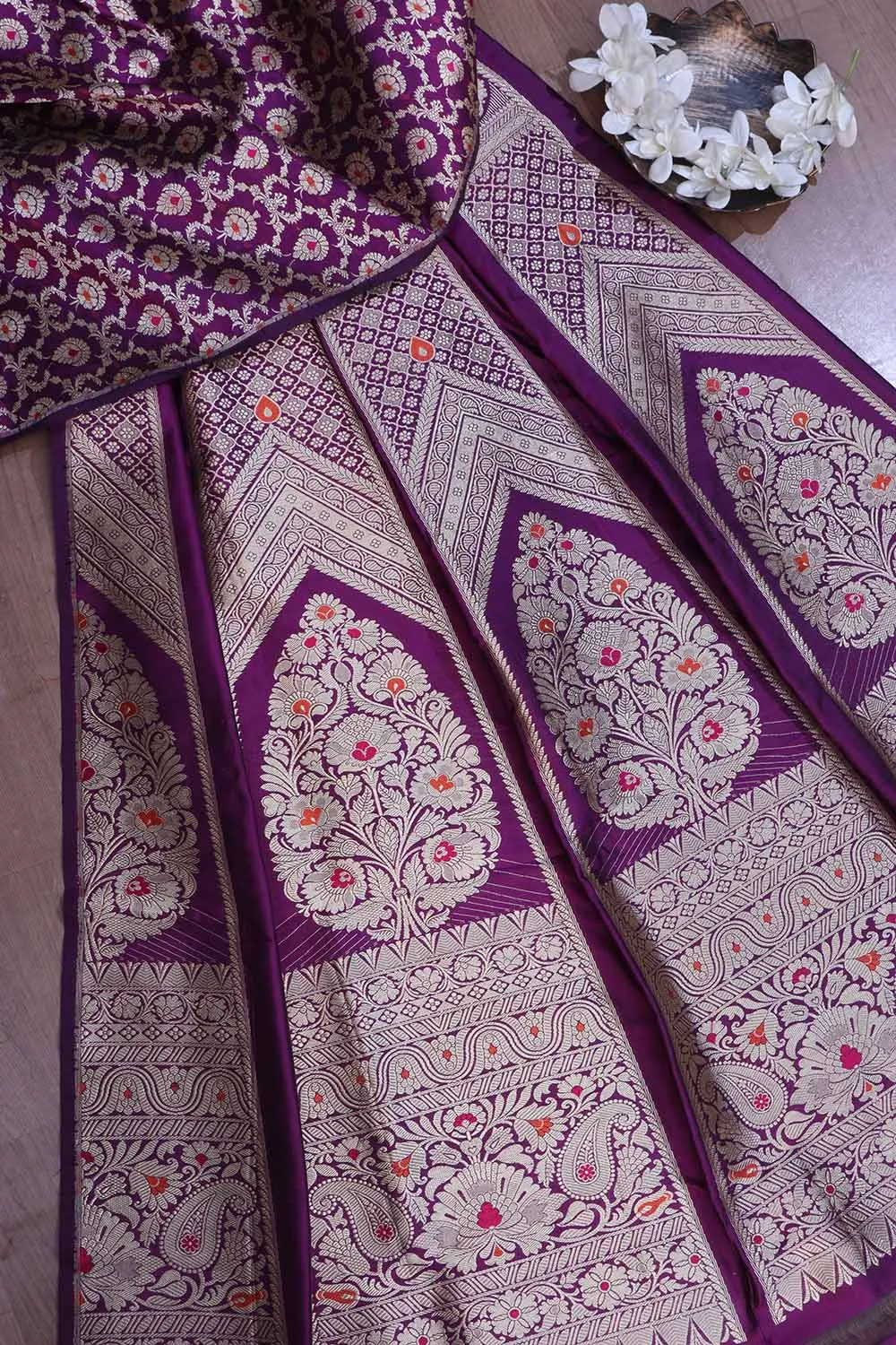 Regal Purple Banarasi Pure Katan Silk Lehenga Set