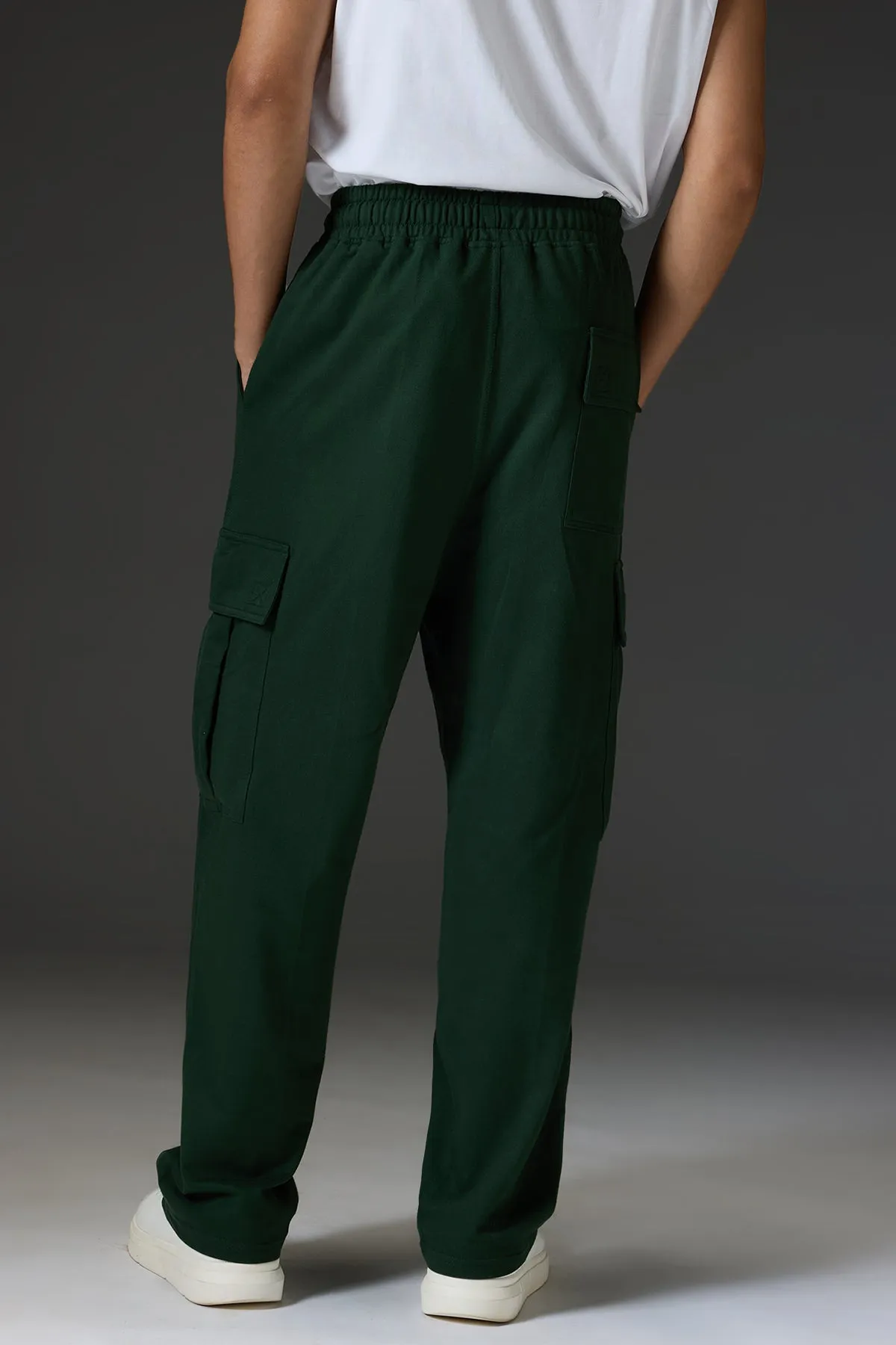 Relaxed Fit Cotton Knitted Men's Jogger Cargos - Olive